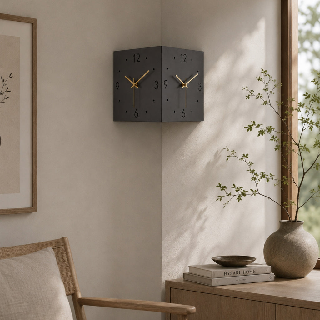 Geometric Corner Wall Clock