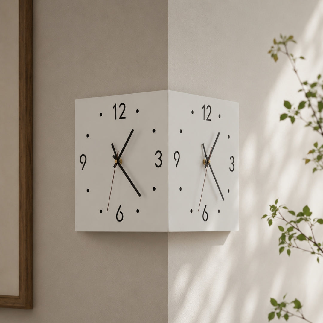 Geometric Corner Wall Clock