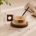 Walnut Glass Coffee Cup Set