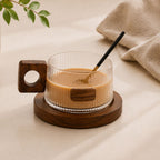 Walnut Glass Coffee Cup Set